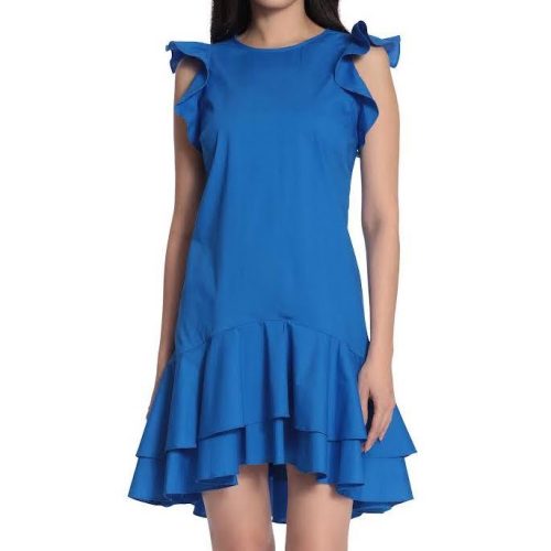 Flounce Hem Poplin Dress